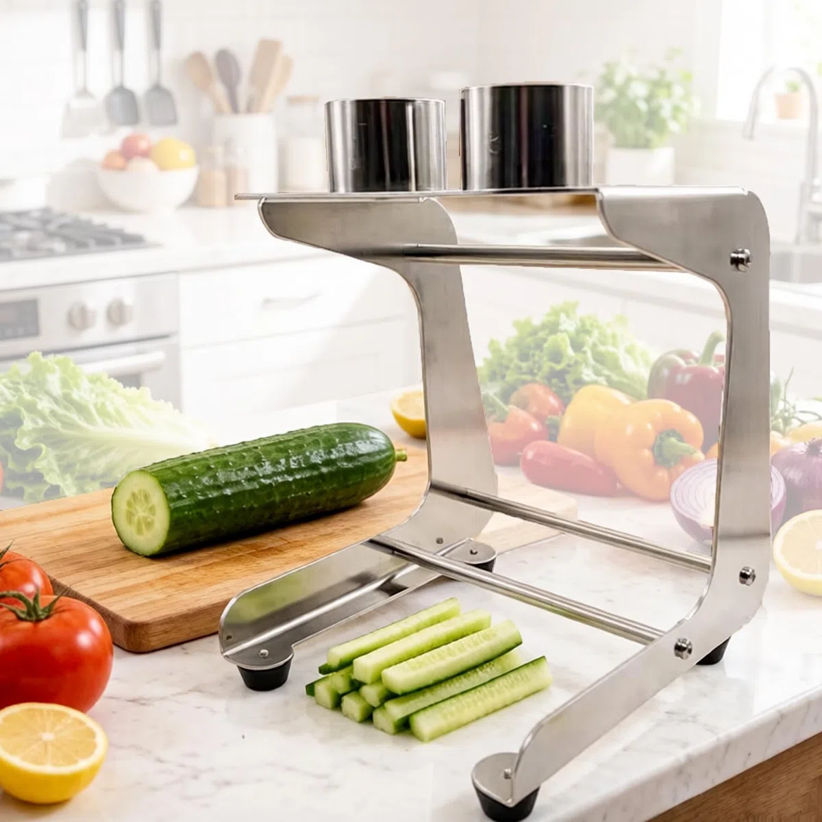 Herramienta de corte de verduras – Cortador manual para zanahorias, calabacines y pepinos – Accesorio de cocina perfecto para una fácil preparación de ensaladas y comidas, esenciales de cocina