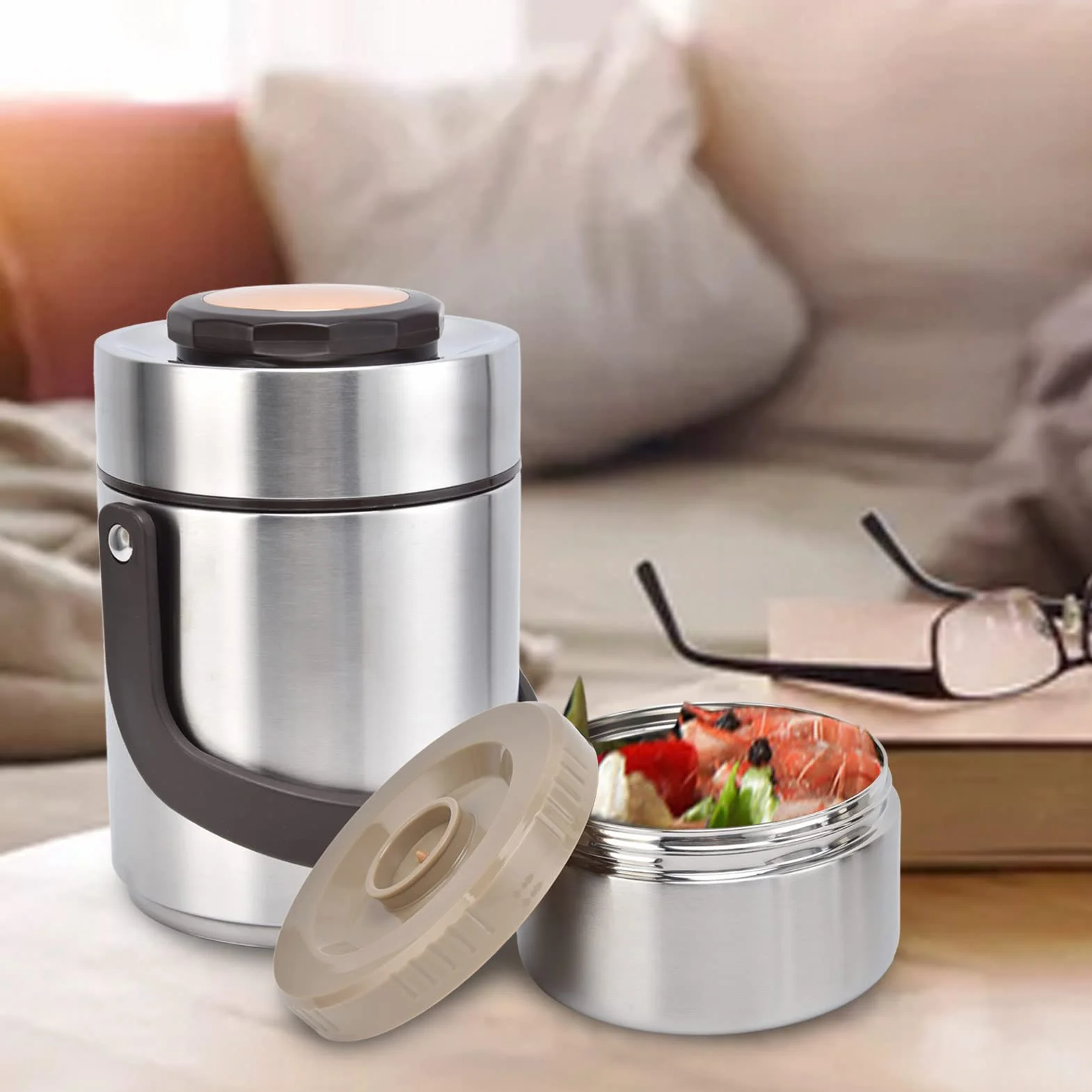 Fiambrera De Gran Capacidad De 1500 Ml, Fiambrera Al Vacío De Acero Inoxidable Contenedor De Alimentos Con Aislamiento Tarro De Comida Contenedor Portátil Fiambrera Con Aislamiento Para Adultos