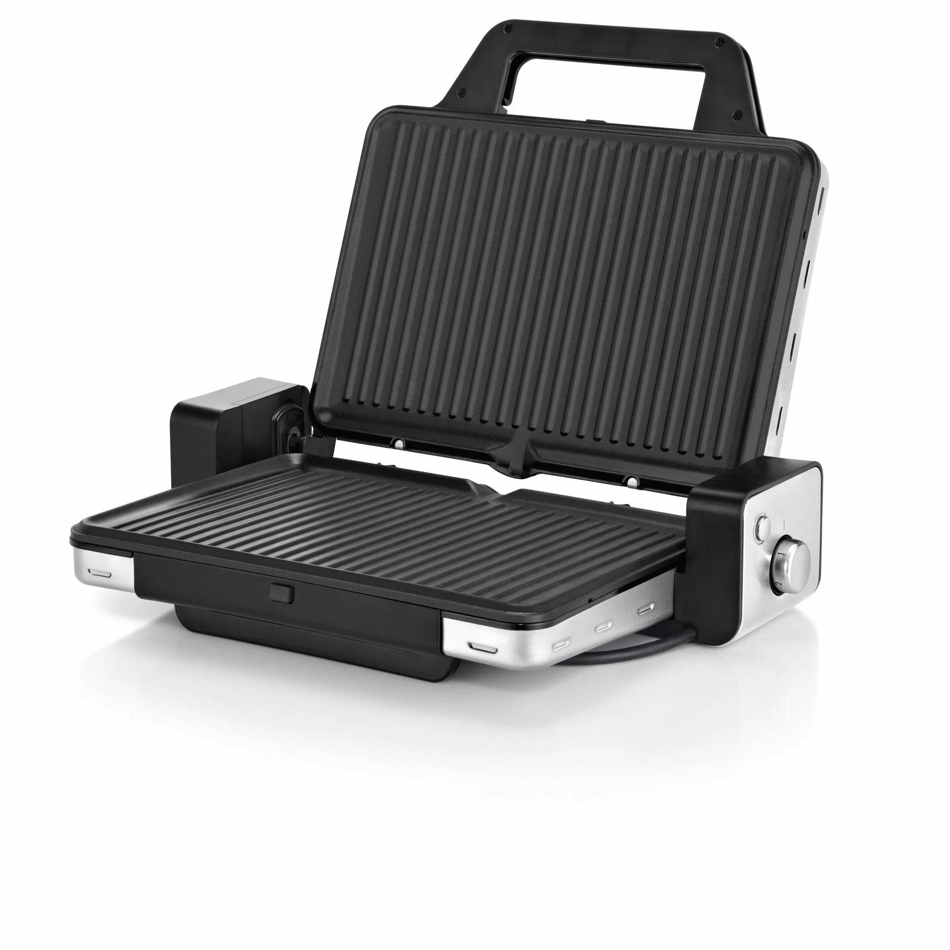 WMF Lono - Contact Grill 2 en 1, 2100 W, Temperatura y altura ajustable, Bandeja antigoteo, 2 placas de aluminio fundido