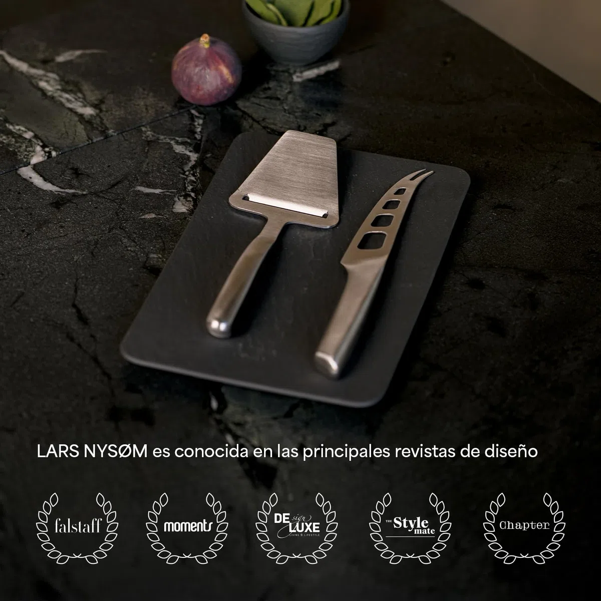 LARS NYSØM Juego de cuchillo y cortador de queso 2 pzs. Juego de cuchillo y cortador de queso de acero inoxidable (Stainless Steel)