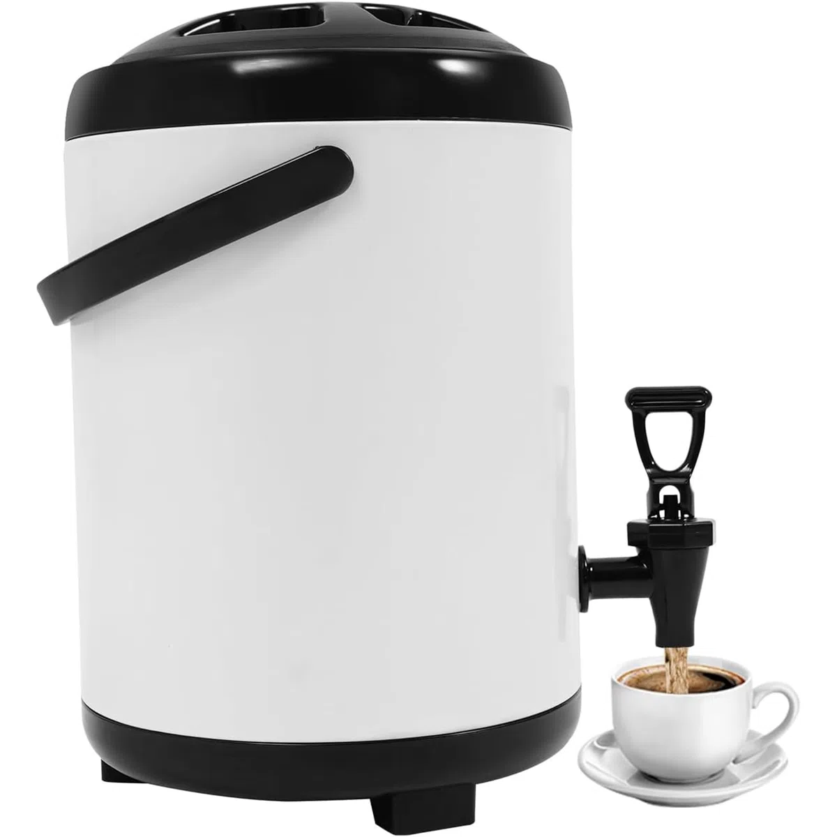 Dispensador de bebidas aislado, servidor de bebidas frías y calientes con espiga sin goteo y mango portátil para catering y fiestas, capacidad de 12 litros