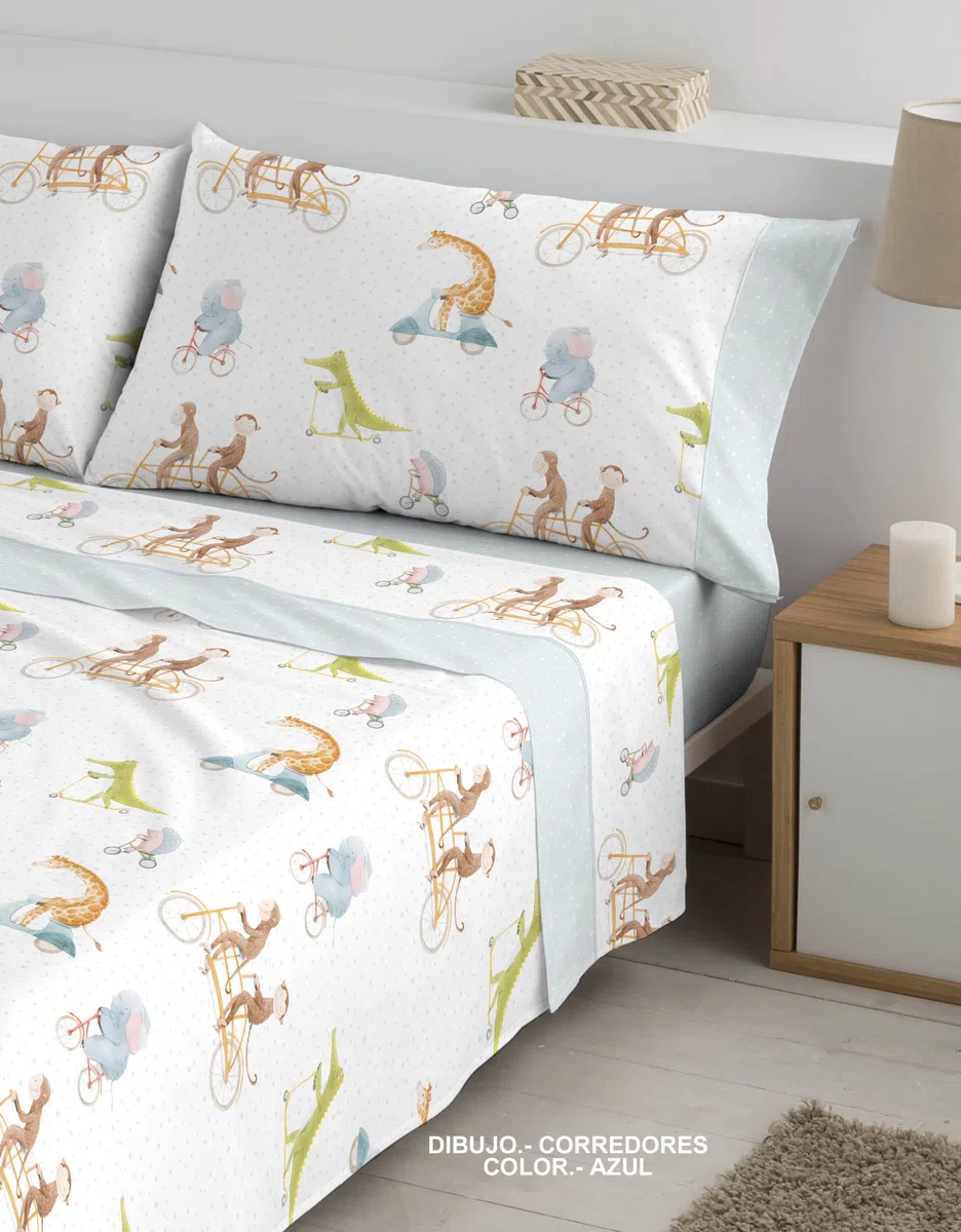 DHestia - Juego de Sábanas Infantil Niños y Niñas Cama 90 y Cama 105 Corredores (Cama 105, Azul)