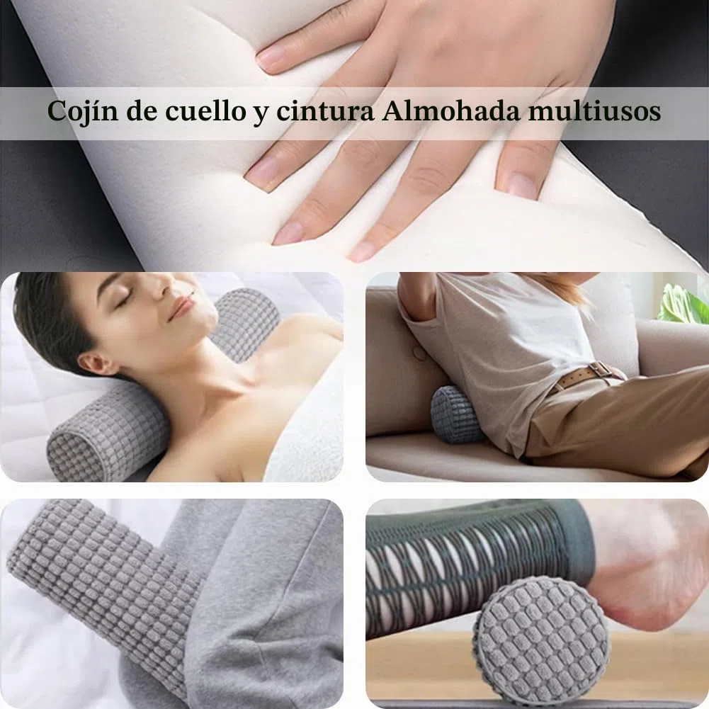 DASIAUTOEM Almohada Cervical con Funda, 11 x 45 cm, Almohada de Viaje con Espuma Viscoelástica, Lavable, Cojín Cervical, Alivio del Dolor de Cuello, Almohada para el Hogar, Oficina, Viajes, Yoga