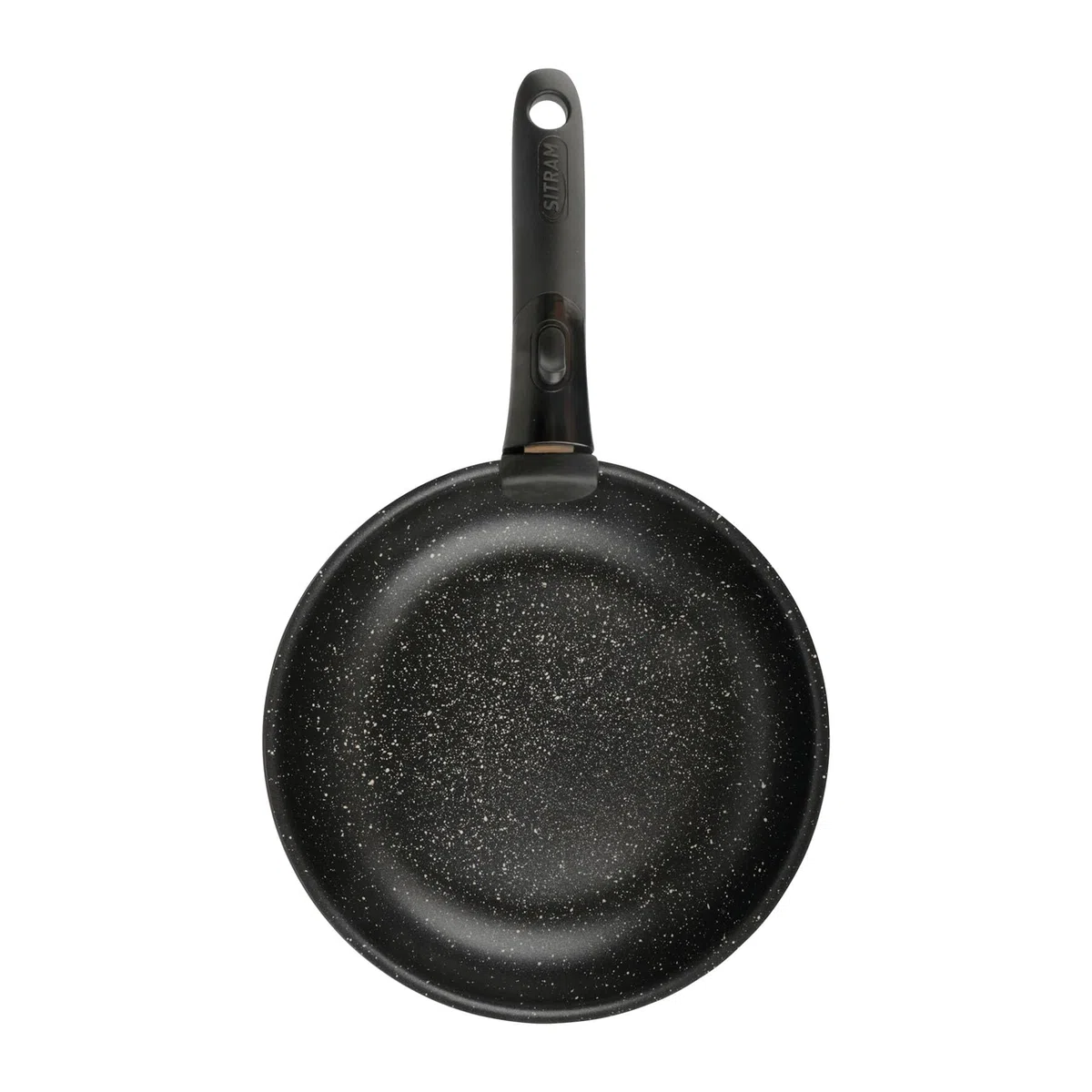 Sitram 714269 Juego 3 Sartenes Ø20/24/28 cm Inox con Revestimiento Antiadherente Efecto Piedra sin PFOA – Mango Extraíble Sitramovible – Aptas para Todos los Fuegos Incluida Inducción