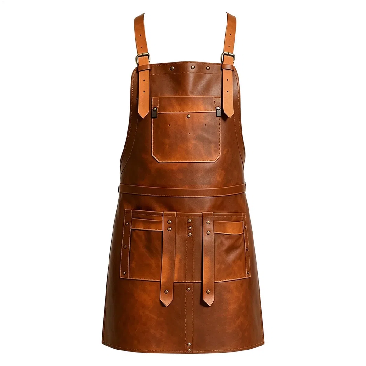 Delantal En Cuero Para Soldar con múltiples bolsillos, tirantes ajustables | Delantal para Soldadura en Piel para barbacoa, repostería, manualidades, chefs caseros y maestros de