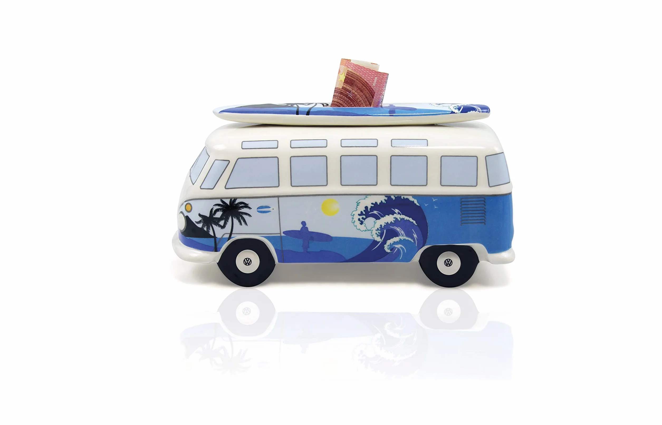 BRISA VW Collection - Hucha de Cerdito T1 Camper Bus Samba y Tabla de Surf (Surf/Azul)