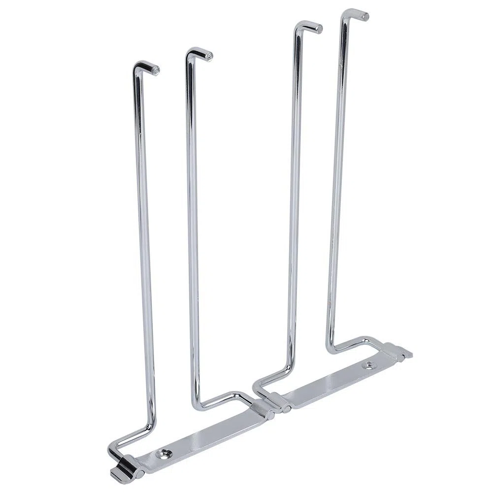 Tyenaza Colgador de Copas de Vino, Soporte Copas Colgante, Debajo del Gabinete Estante para Vino, Estante para Copas de Vino de Pared Cromado de Doble Fila, para Hogar Bar Restaurante(26x25x4cm)
