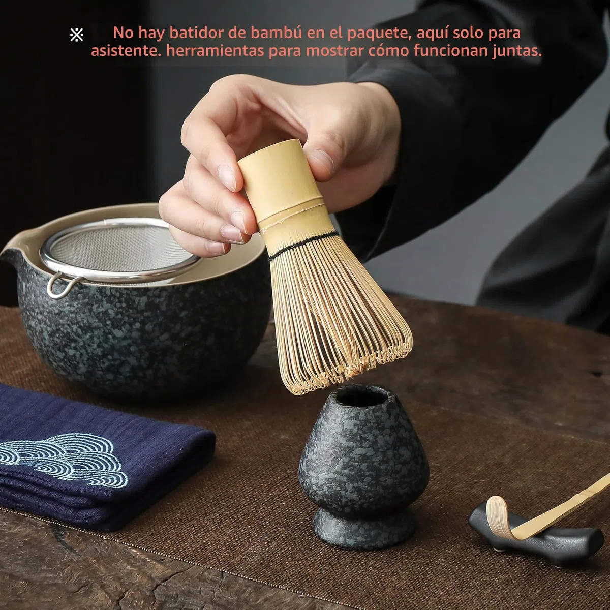 TEANAGOO Japanese Natural Rock Texture Matcha Chawan - Cuenco de cerámica para té matcha (510 ml, K17), color negro y gris