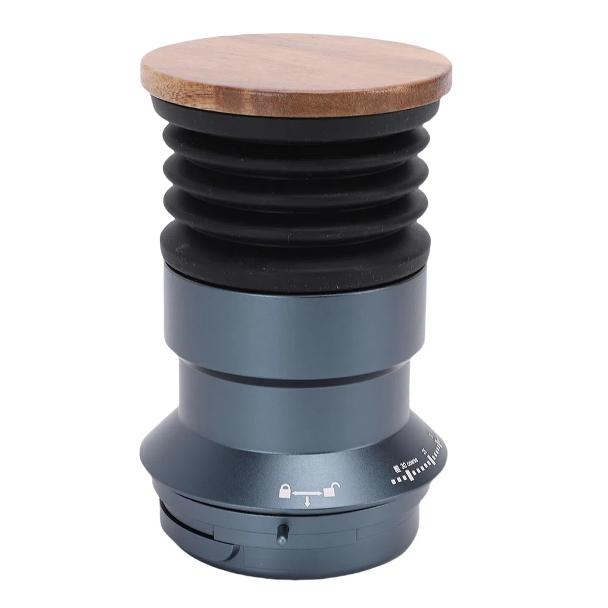 Omabeta Molinillo de café Tolva de Dosis única Soplador de Fuelle de Silicona Eficiente Cero Desperdicio para Entusiastas del Sabor Fresco Aleación de Aluminio Madera de Nogal 9,4 X 14 Cm