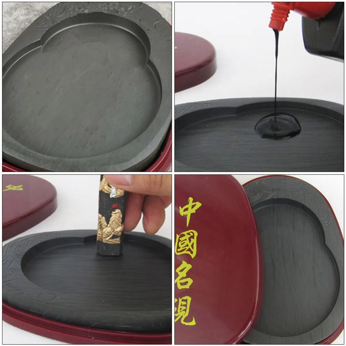 ABOOFAN Piedra de Tinta para Caligrafía Compacta y Fácil de Almacenar Tapa, Herramienta Adecuado para Estudiantes y Profesores en Pintura China y Caligrafía
