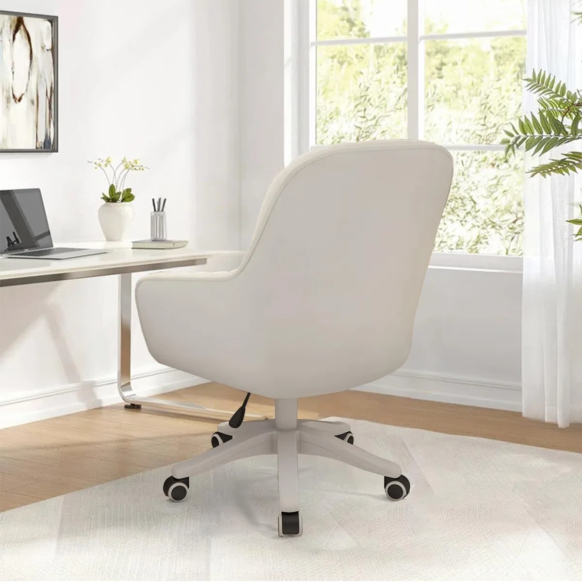 Silla de Oficina para el hogar Sillas de Terciopelo para tocador Silla de Maquillaje con Ruedas Sillas de Ordenador con Respaldo Medio Silla giratoria pequeña con Ruedas y Altura Ajustable