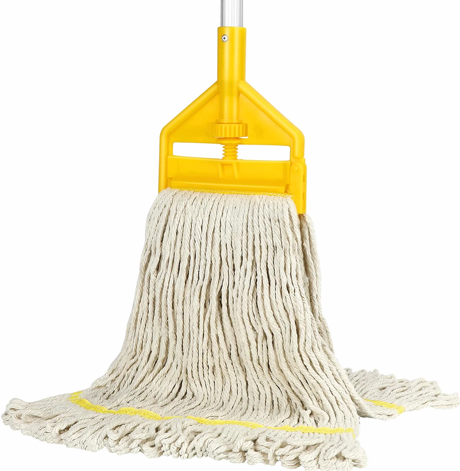 Trapeador Comercial de algodón Industrial Resistente con Mango Largo, trapeador húmedo de Cuerda en Bucle para el hogar, Garaje, Oficina, Taller, Limpieza de Pisos de almacén