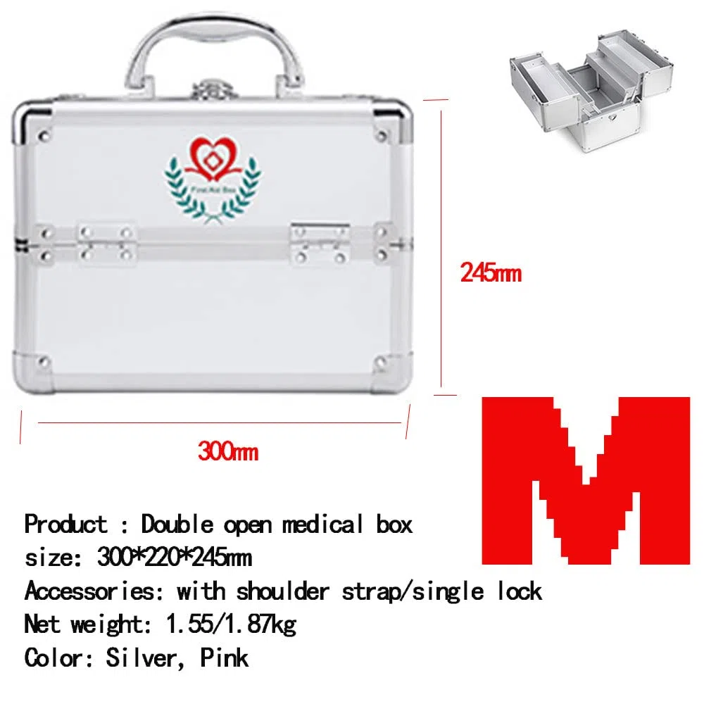 Caja De Medicamentos con Cerradura con Caja De Almacenamiento Portátil, Caja De Almacenamiento con Candado para Medicamentos para Niños,Pink-M