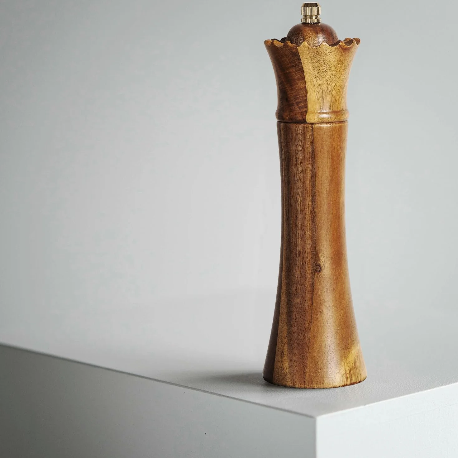 Molinillos de Sal y Pimienta con Diseño de Ajedrez en Madera - Juego de Molinillo de Sal y Pimienta Manual con Mecanismo de Cerámica, Tamaño Pequeño 20cm