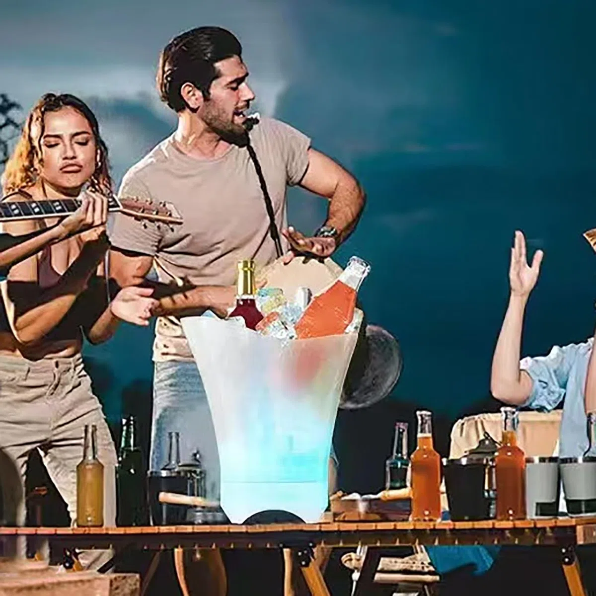 Cubo de hielo LED con altavoz Bluetooth de 5 L, gran capacidad, para vino, para fiestas, hogar, bar