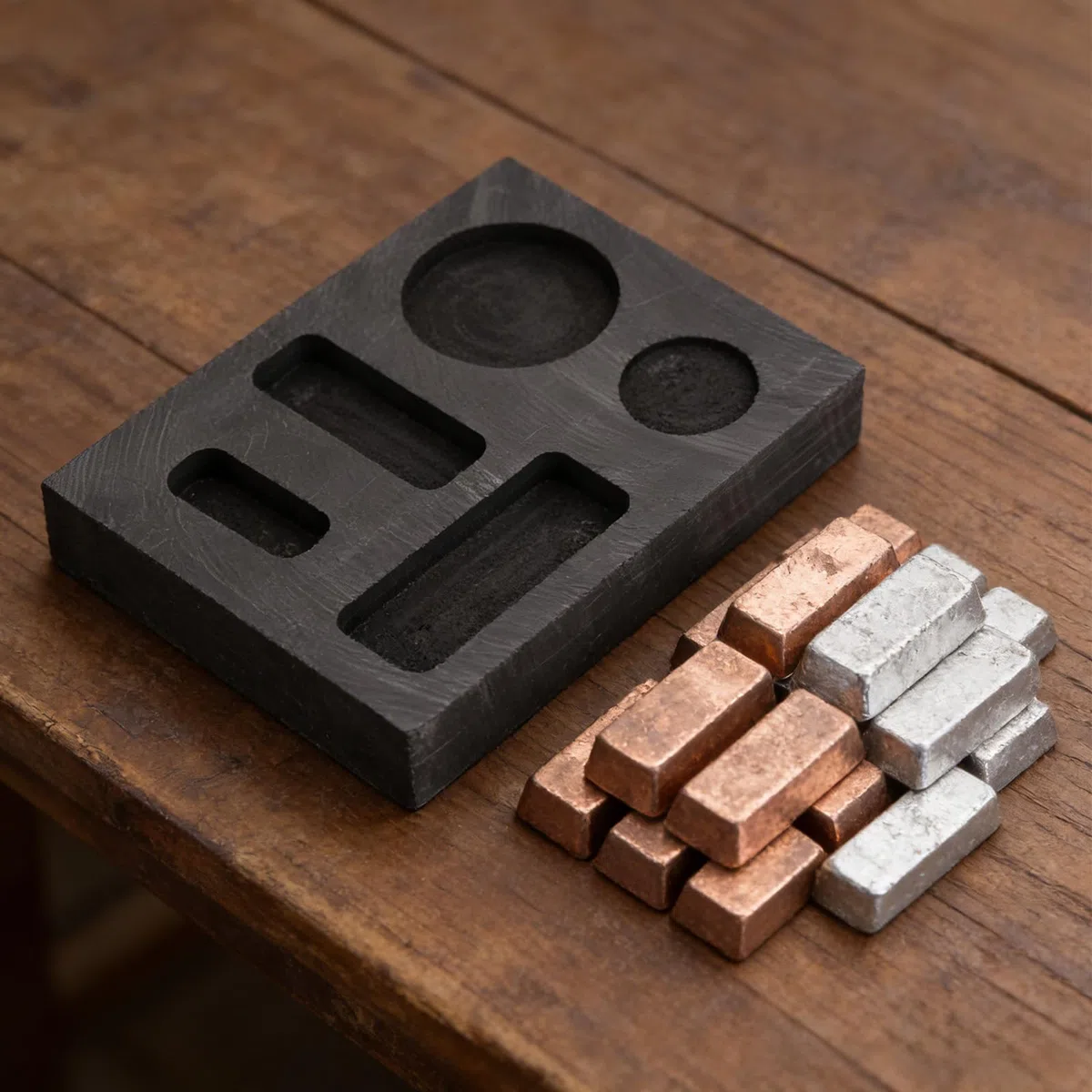 2uds Moldes Lingotes Grafito 5-en-1, Mini Moldes Fundición Metal para Fundir & Refinar Plata Latón Zinc Aluminio Oro Cobre DIY Fabricación Joyas & Suministros Trabajo Metal