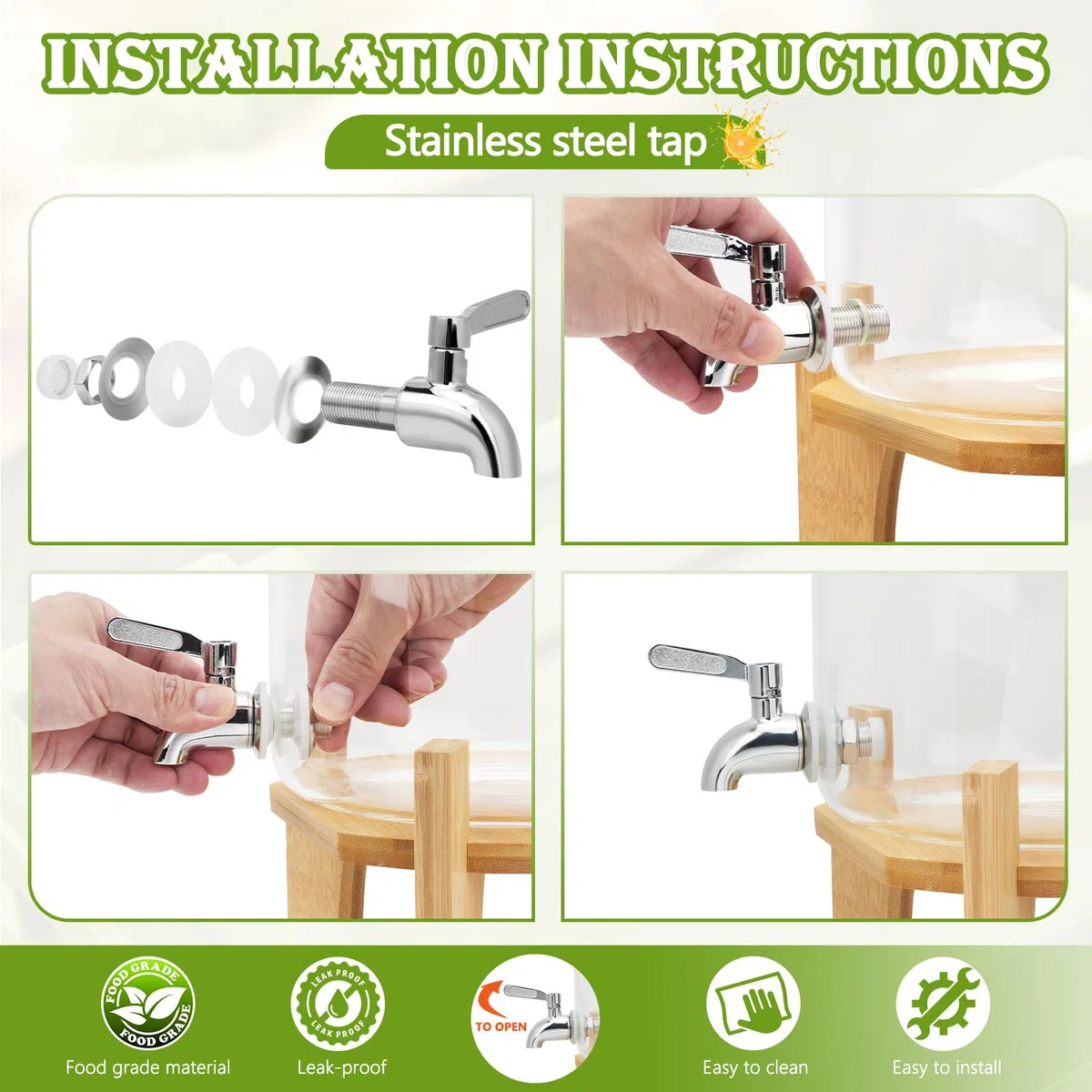 Dispensador de bebidas de vidrio de 5 litros, dispensador de bebidas de vidrio de borosilicato resistente a altas temperaturas, con tapa de boca ancha, tarro de bebidas calientes con soporte