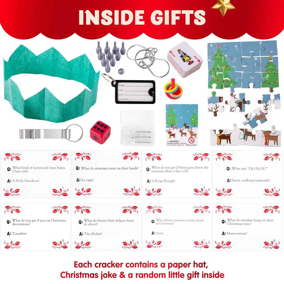 JOYIN Paquete de 8 recuerdos de fiesta de Navidad, diseño de cascanueces, recuerdos de mesa de fiesta con suministros de fiesta para niños y adultos, fiestas de Navidad, cenas y vacaciones