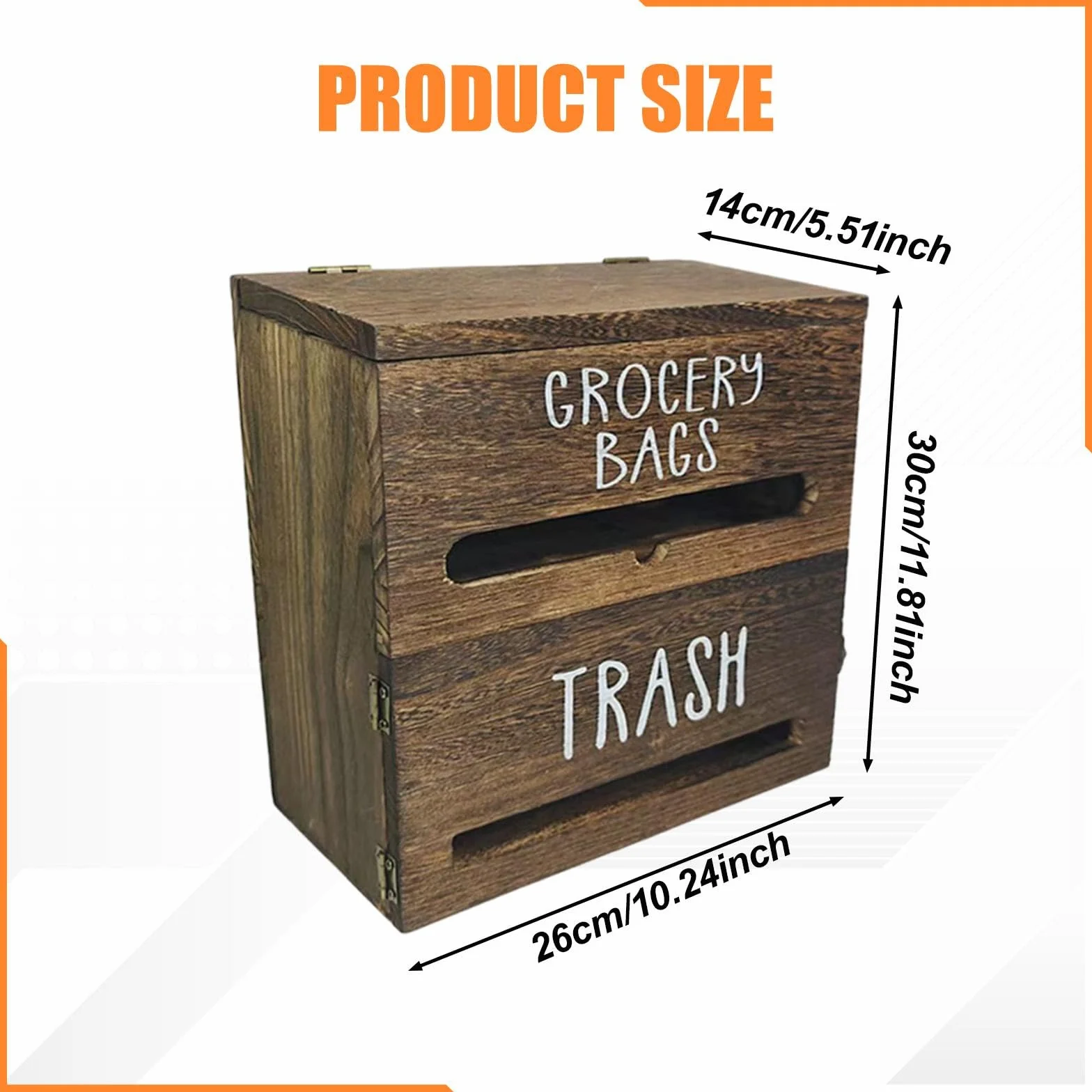 MERIGLARE Dispensador de Bolsas de Basura de Pared, Organizador Multifuncional de Madera, Soporte para Bolsas de Supermercado para Lavandería, Oficina O Garaje, Marrón Oscuro, Individual
