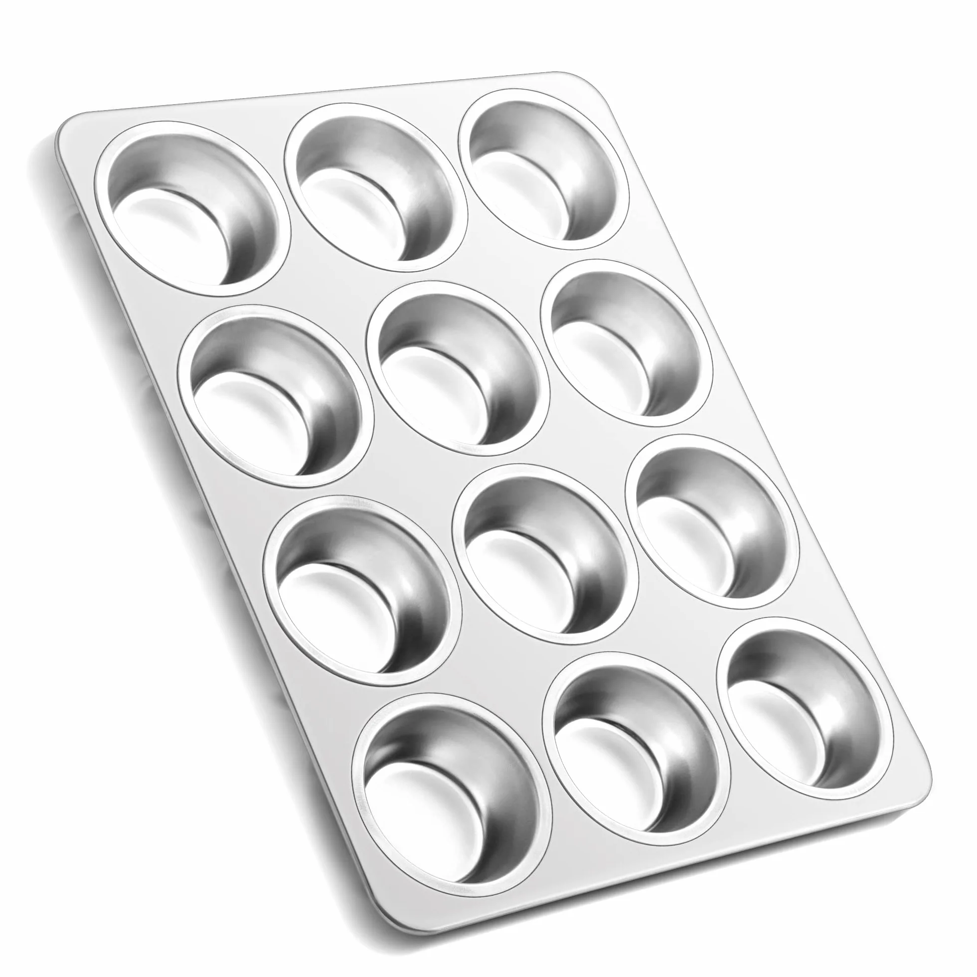 Bandeja para magdalenas Joyfair, molde de acero inoxidable para 12 magdalenas, apto para horno y lavavajillas