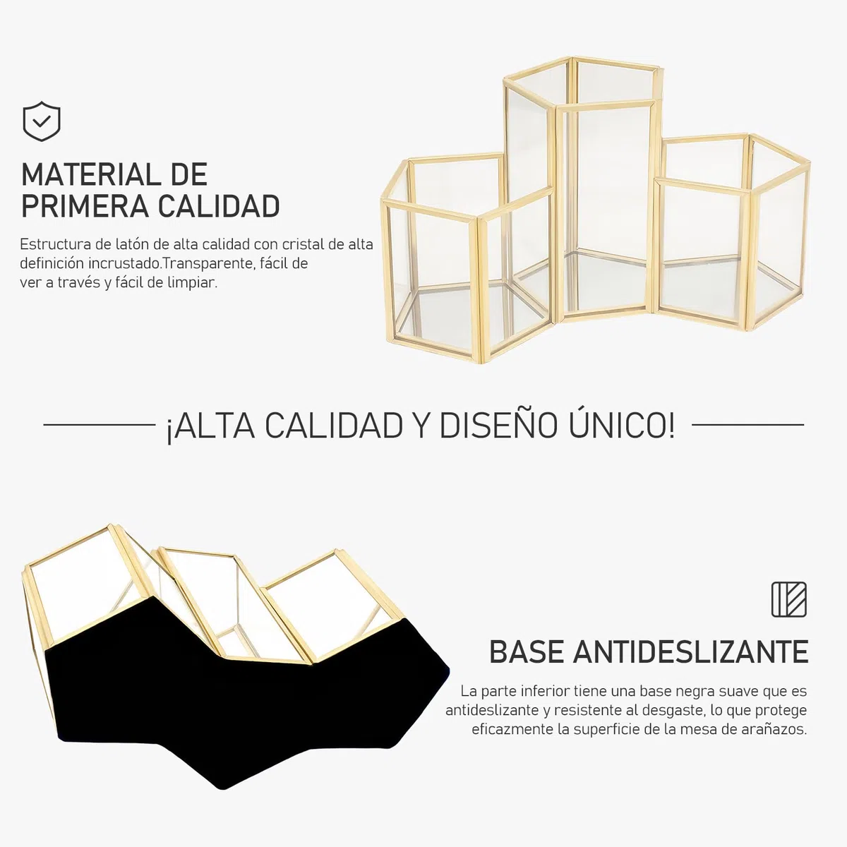 HARLIANGXY Soporte para brochas de Maquillaje Vidrio, Organizador de cosméticos, Organizador de maquillaje, Recipiente para Brochas de Maquillaje, Almacenamiento de Cosméticos Dorado
