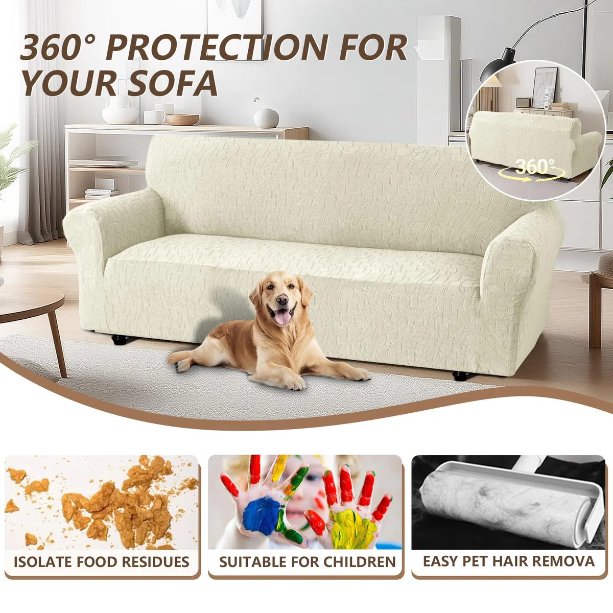 Ystyle Funda Sofa 2 Plazas, Couch Cover Elasticas, Funda para Sofa Antiarañazos Gatos, Forros para Sofas Antideslizante, Protector Sofa Antimanchas Lavable Anti Perros, Beige