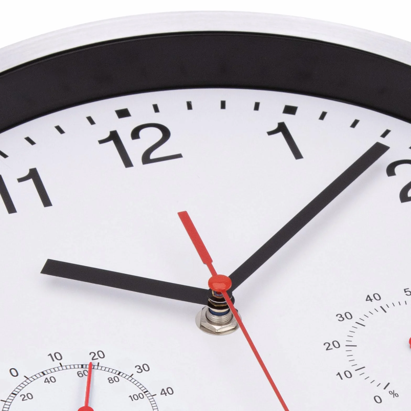 VIVILINEN Reloj de Pared Controlado por Radiofrecuencia con Termómetro e Higrómetro Mecanimo Silencioso Sin Tictac Estilo Moderno Reloj de Pared Decorativo para Cocina Salon Dormitorio
