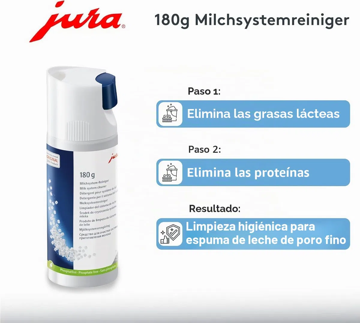 Jura Starter Pack, 25 pastillas de limpieza (3 fases) + 36 pastillas descalcificadoras + 180 g limpiador de sistema de leche
