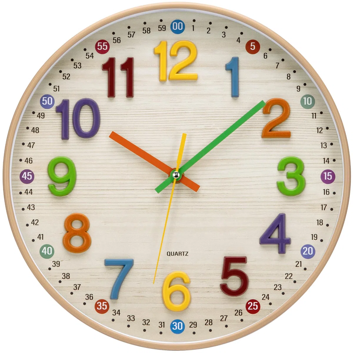 Reloj de pared educativo para niños, números en 3D, reloj de pared silencioso para habitación infantil, apto para la escuela