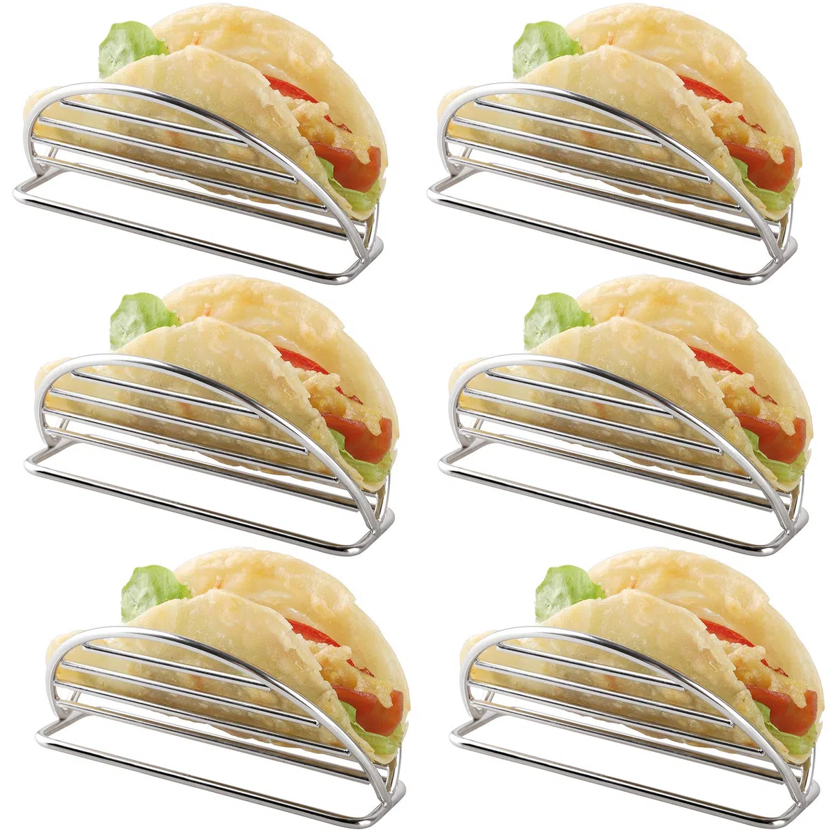Soporte para tacos de acero inoxidable, bandeja para tacos, juego de cocina para tortillas, burritos, fiestas y restaurantes (soportes para tacos)