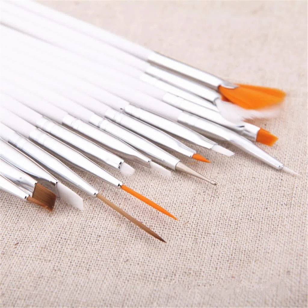 XBTGS Juego de 15 pinceles de acuarela con detalles en miniatura, acrílico suave, pintura de acuarela, mango de plástico, gancho para tirar de la línea, bolígrafo, para artistas de uñas,
