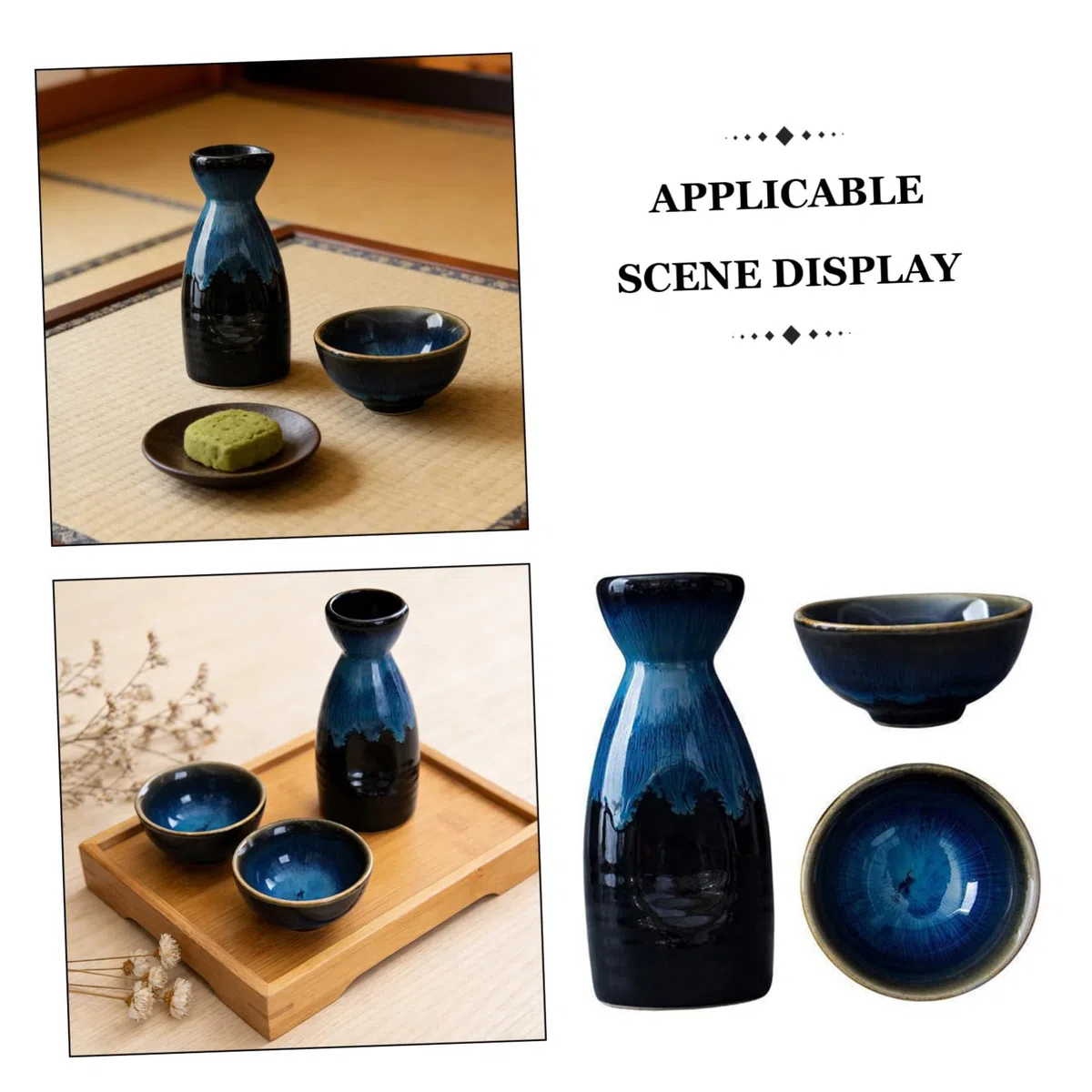 TOPBATHY 1 Juego Conjunto Vino la Vendimia Tazas Sake cerámica Japonesa Botella Sake cerámica Botella Bebida Sake Caliente Taza café cerámica Tazas Cafe