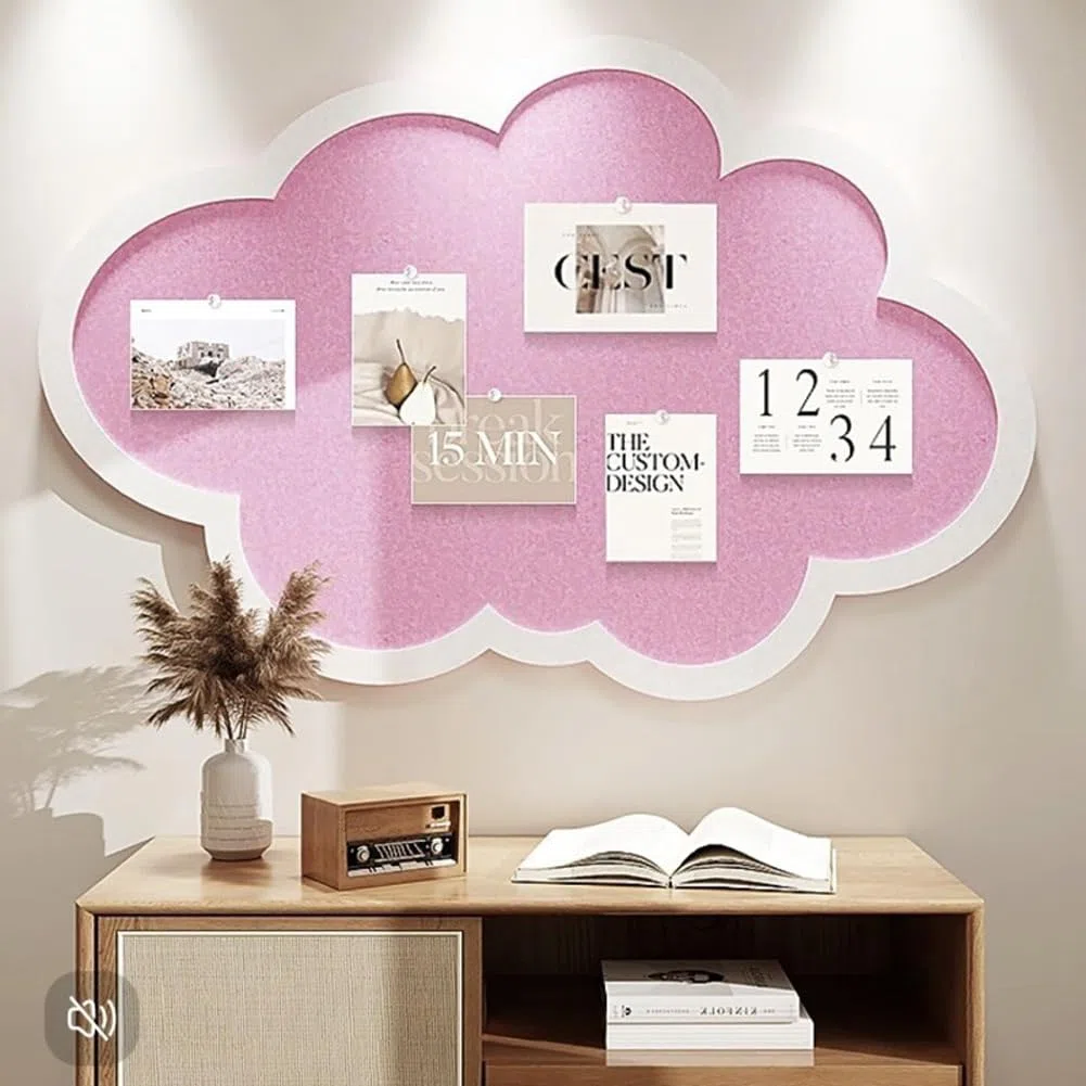 Tablero de anuncios de fieltro alternativo de nube autoadhesiva, tablero de fieltro para oficina en casa, panel de visualización de pared para fotos, notas y mensajes (rosa, 50 x 80 cm)
