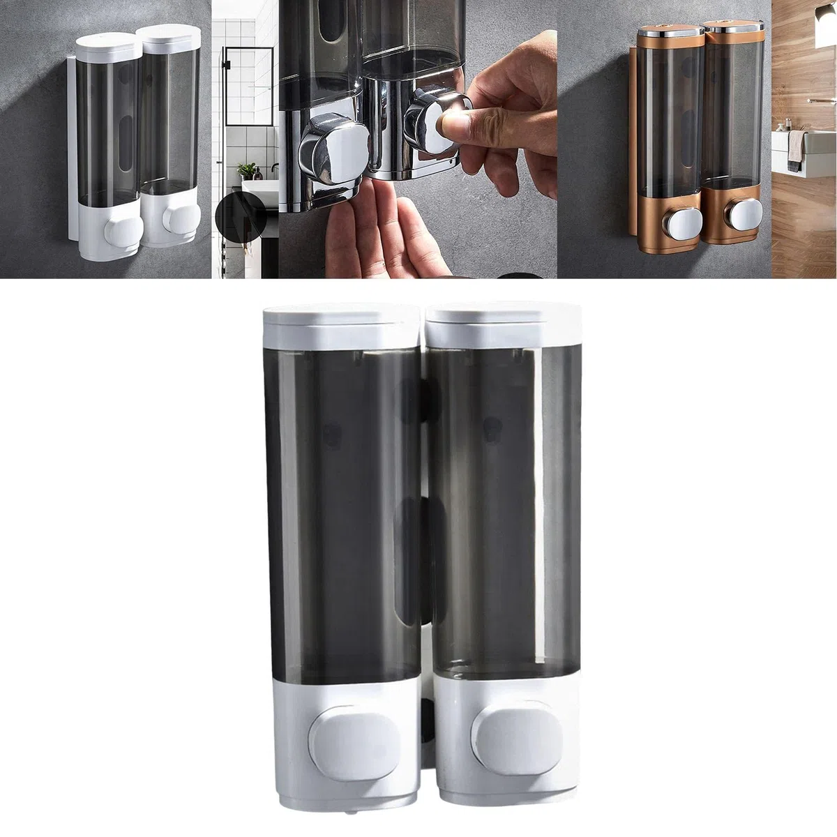 Dispensador de Jabón de Pared con Depósito Recargable Y Ventana Visible Bomba Manual Plástica Resistente para Baño Cocina Oficina Restaurante Escuela