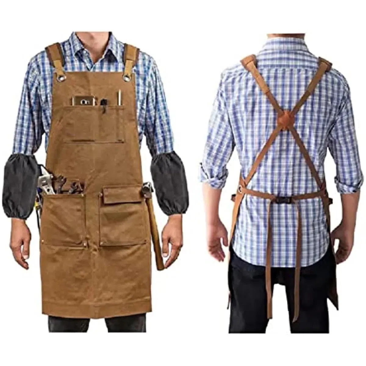 Delantal Cocina Baberos Delantal De Lona Gruesa Limpieza Impermeable Carpintería Mecánico Carpintero Electricista Jardinería Industria Pesada Conjunto De Delantal
