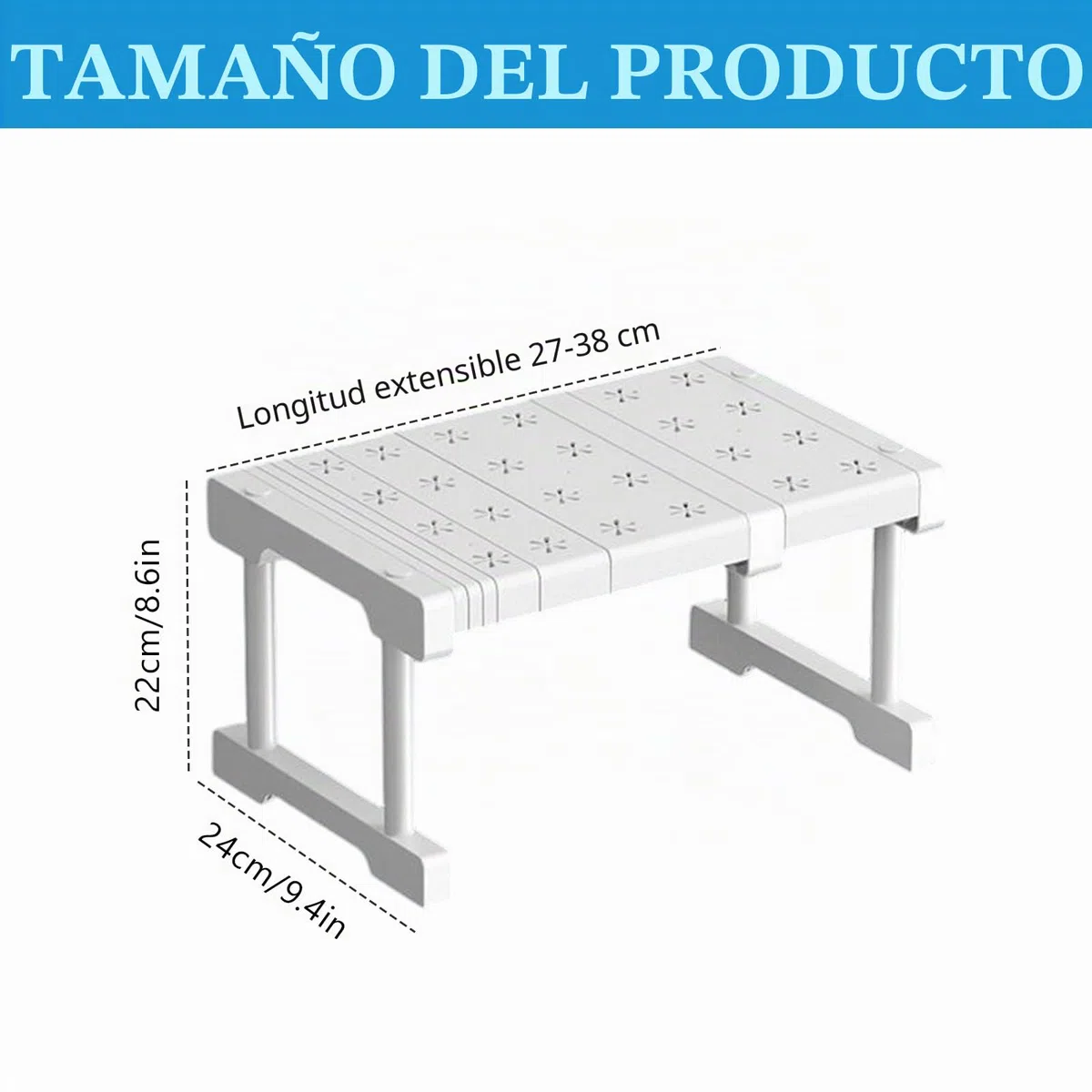Organizador de armario apilable - Sistema de estantes ajustable sin necesidad de taladrar - Estructura metálica blanca para armario y cocina - Almacenamiento que ahorra espacio para baño y
