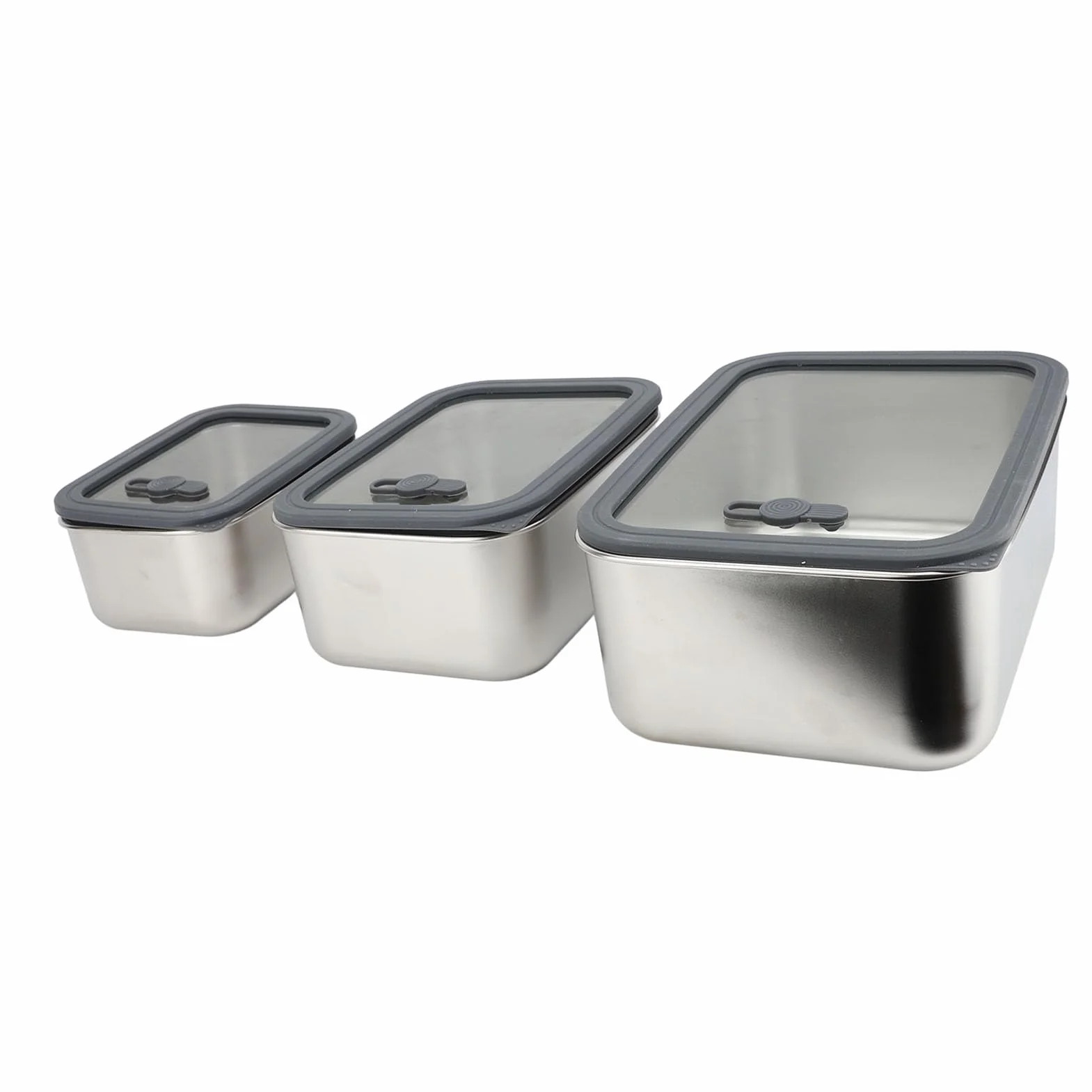 RiToEasysports Juego de Contenedores de Almacenamiento de Alimentos de Acero Inoxidable 304, Lonchera con Tapa de Vidrio Hermética, 3 Recipientes de Preparación de Alimentos para Refrigerador,