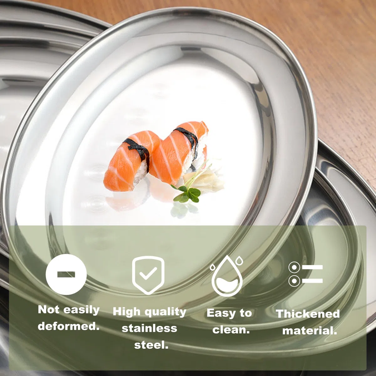3 Piezas Acero Inoxidable Bandeja, Bandejas De Servir Oval, Bandeja De Servir De Acero Inoxidable Cuenco Ovalado Para Colocar Comida Gourmet, Bandejas De Cocina, Suministros De Restaurante (Plateado)