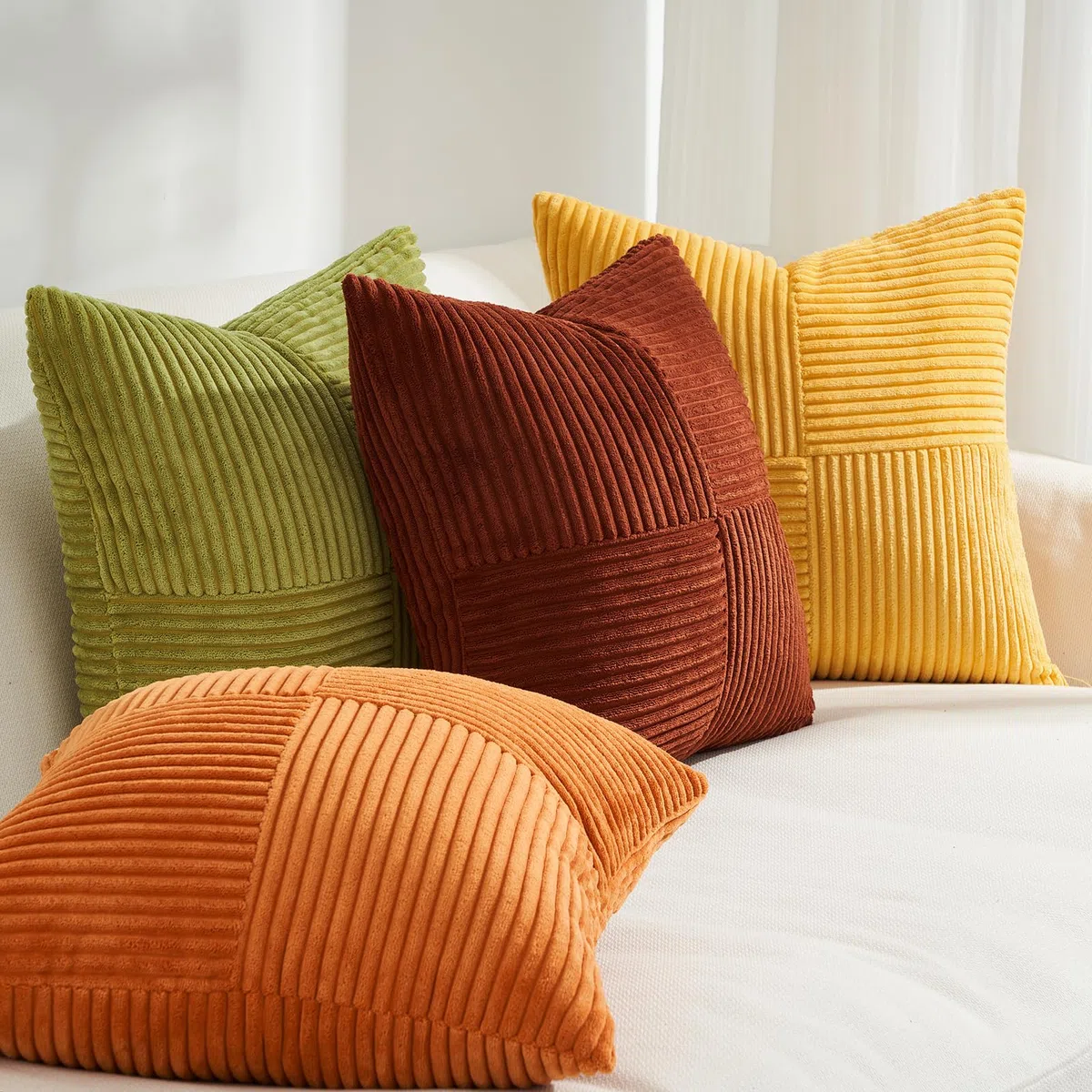 Topfinel Fundas de Cojines 40x40 Amarillo-Naranja 4 Piezas Forma de Molino Funda para Cojin Decoracion Hogar Sofa Cama Sillas Jardin Salon de Estar Dormitorio Habitación de los niños Pana Modernos