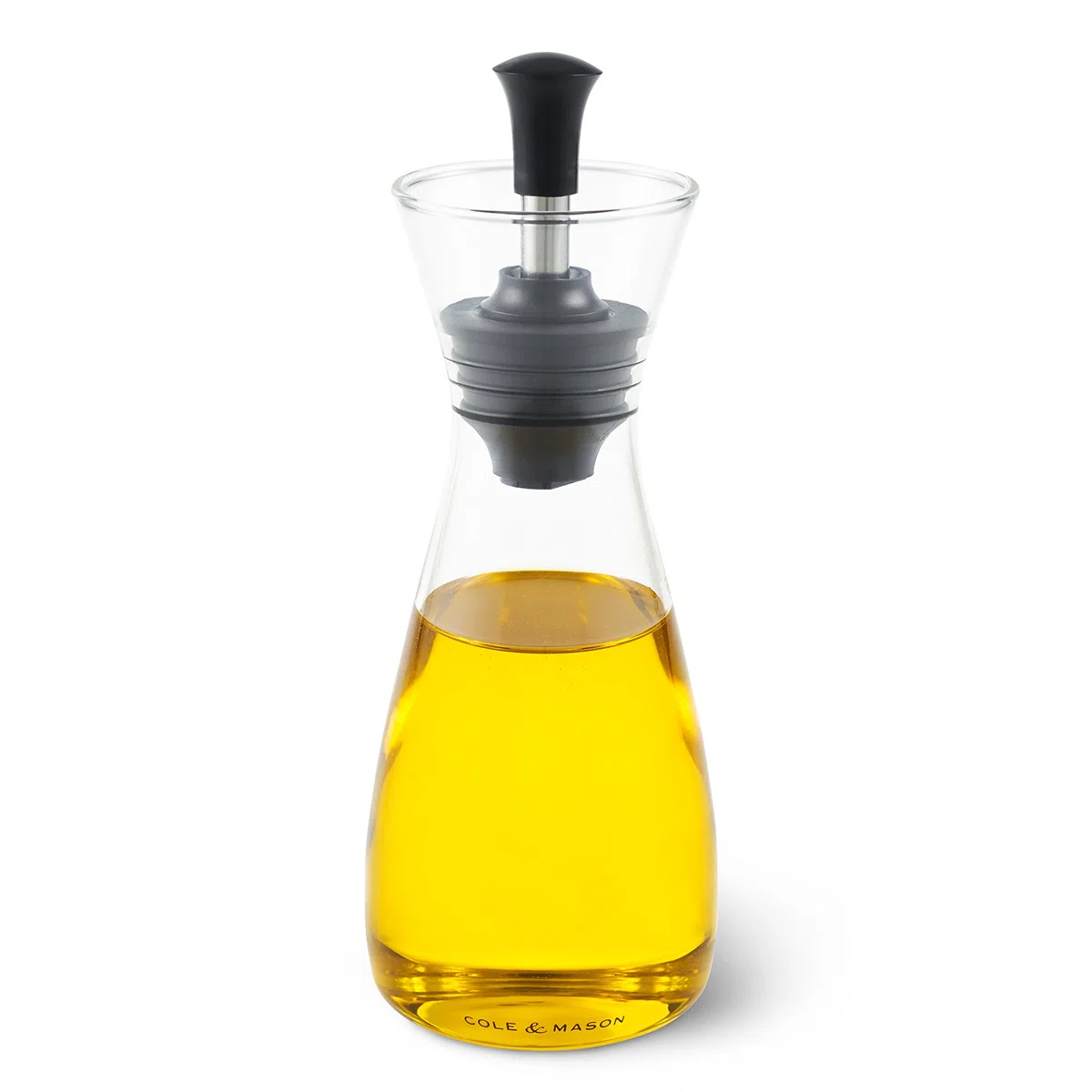 Cole & Mason H103019 Sawston Aceitera y Vinagrera, 370ml, Dispensador de Botella/Decantador, Vidrio/Acero Inoxidable, 1 x Botella, Suministrado Vacío