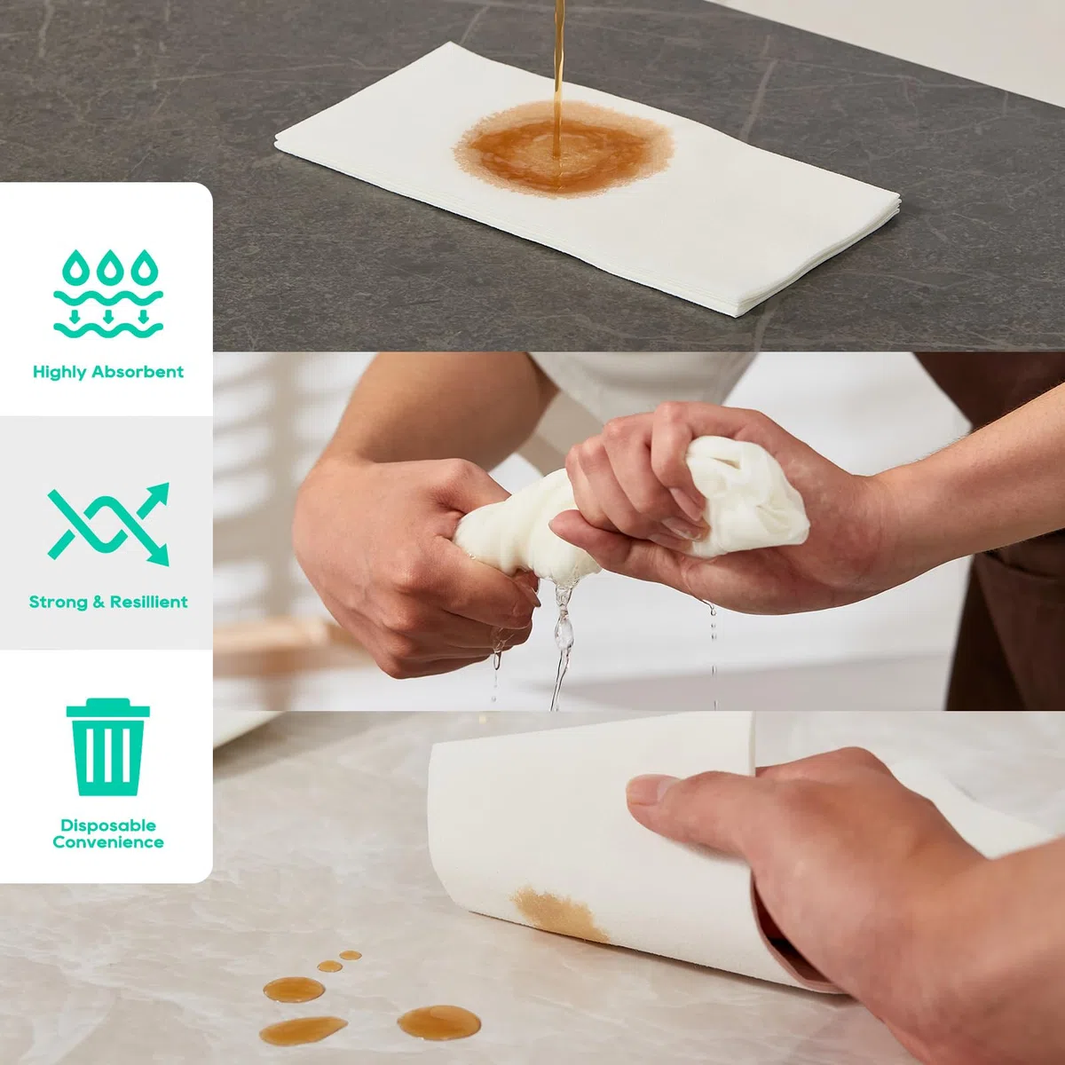 Paquete de 420 Toallas de Mano Desechables para Baño, Servilletas de Papel Suave y Absorbente, Toallas Papel Secamanos Invitados Decorativas para Cocina, Fiestas, Bodas, Cenas