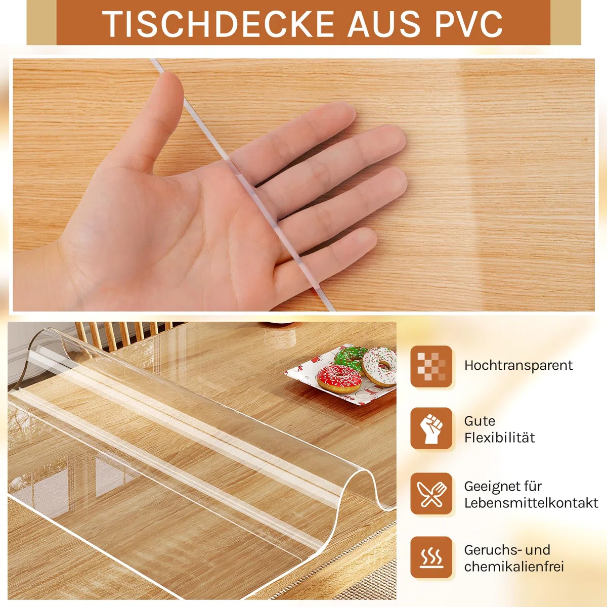 WOLTU Mantel Transparente PVC Impermeable, Protector de Mesa, 100x200 cm | Mantel impermeable de plástico rectangular, ideal para comedor y oficina
