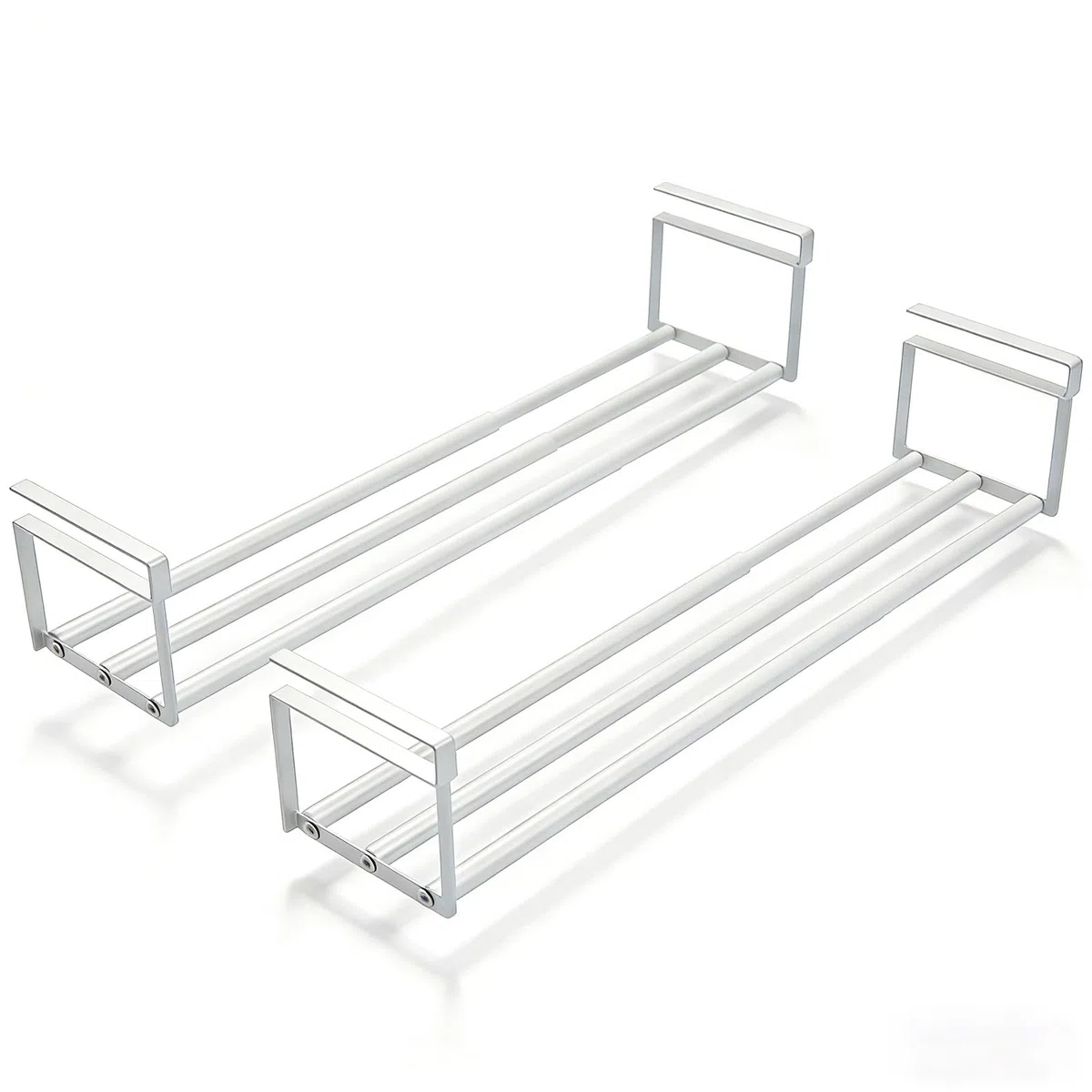 2 Piezas Organizador Zapatos Extensible 40-70 cm, Zapatero Colgante Organizador en el Armario,Soporte Colgante Ajustable, para Armario, Zapatero, Cocina y Baño (Blanco)