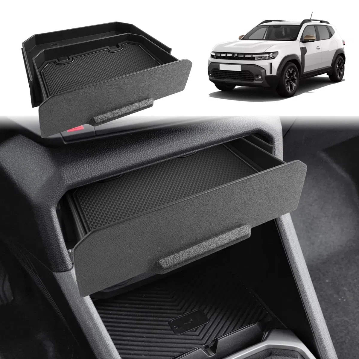GAFAT Dacia Duster 3 2026 2025 2024/ Dacia Bigster Consola Central Cajón Magnético Anticaída, Dacia Duster iii 2025 Accesorios Caja de Almacenamiento Organizador Oculto, Con Función Antideslizante