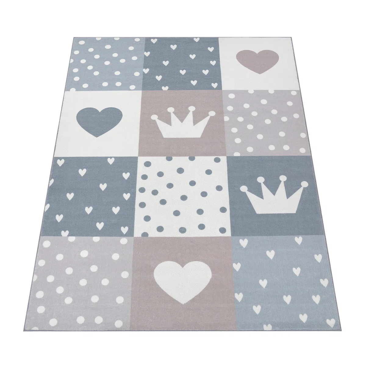Paco Home Alfombra De Habitacion Bebe Infantil Niña Niño De Juego Antideslizante Arcoíris Corazón Lunares, tamaño:80x150 cm, Color:Beige