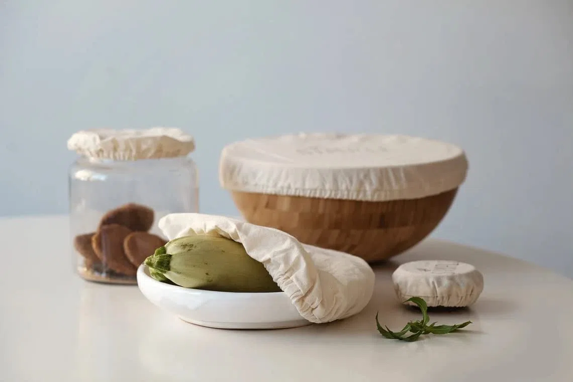 Juego de fundas de cuenco de lino 100 % de tela de algodón para cubrir frutas, verduras y regular la humedad, fundas elásticas para ensaladas, pan y sobras (1XXL, 1XL, 1L, 2M, 2S)