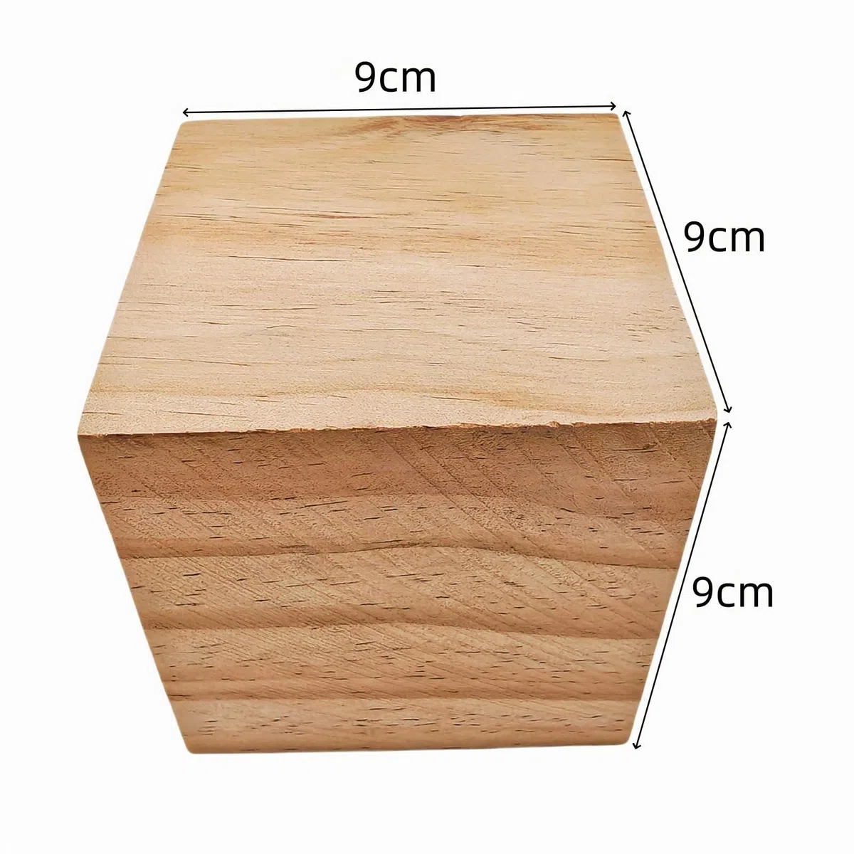 Cubos de madera de 9 cm, 4 unidades, bloques cuadrados de madera natural sin terminar para manualidades, tallar, proyectos de bricolaje