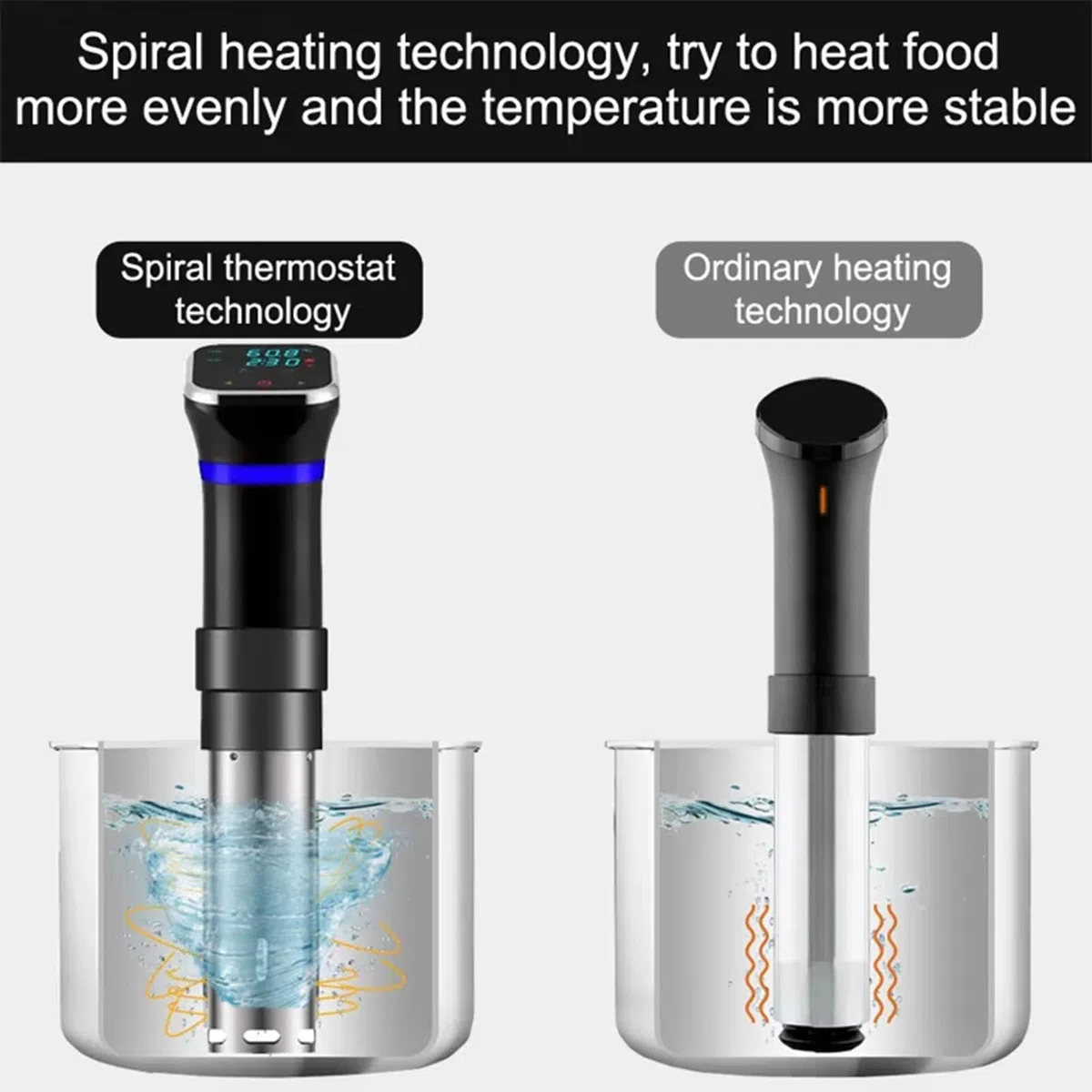 Genérico Máquina De Cocción Al Vacío, Circulación De Calor De Alta Eficiencia De 1100 W, Circulador De Inmersión De Acero Inoxidable, Cocción A Baja Temperatura para Conservar Los Nutrientes