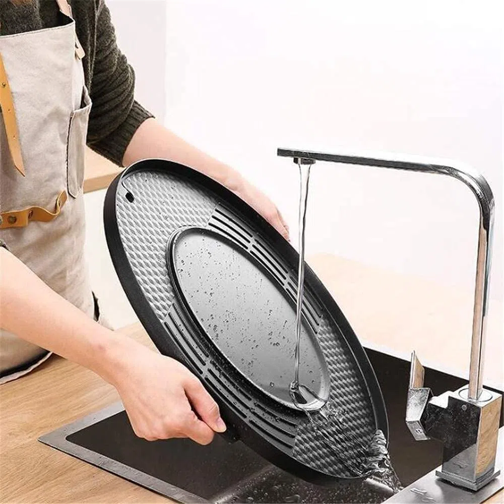 Parrilla Eléctrica Plancha de Asar 2 en 1 Olla Caliente eléctrica Parrilla para Barbacoa Shabu Pot con Control de Temperatura Independiente 1016(Color:Black)