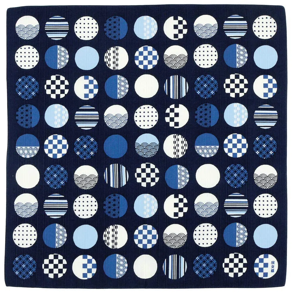 HAMAMONYO Furoshiki Ootama Monyo - Manta de algodón - 50 cm x 50 cm - Azul - Patrón ondulado